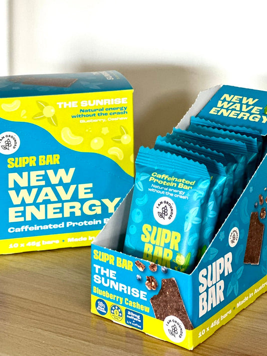 The Sunrise, Blueberry & Cashew, Caffeinated Protein Bar Iamgrounded