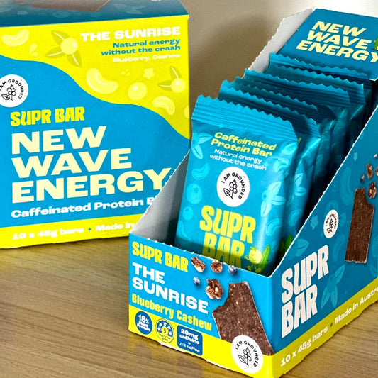 The Sunrise, Blueberry & Cashew, Caffeinated Protein Bar Iamgrounded